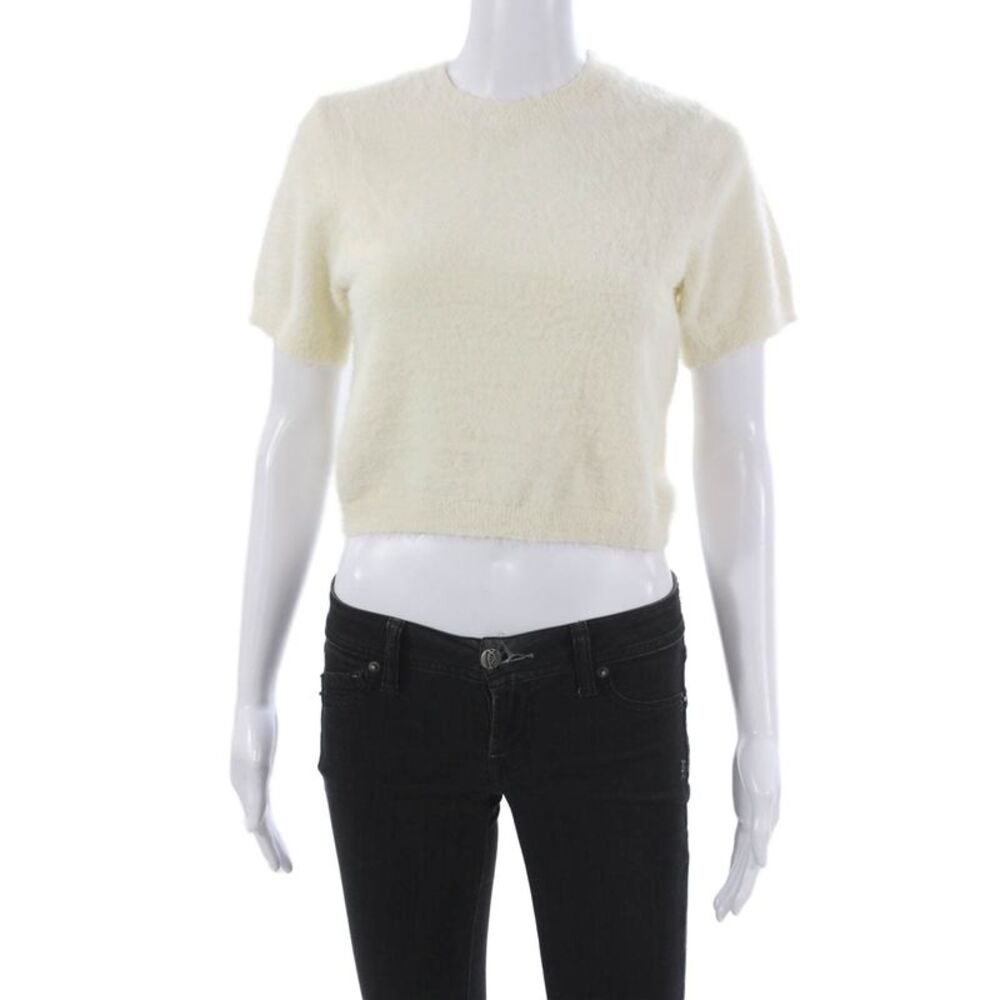 Madison Womens Pullover Crew Neck Short Sleeve Ivory Nylon Size S